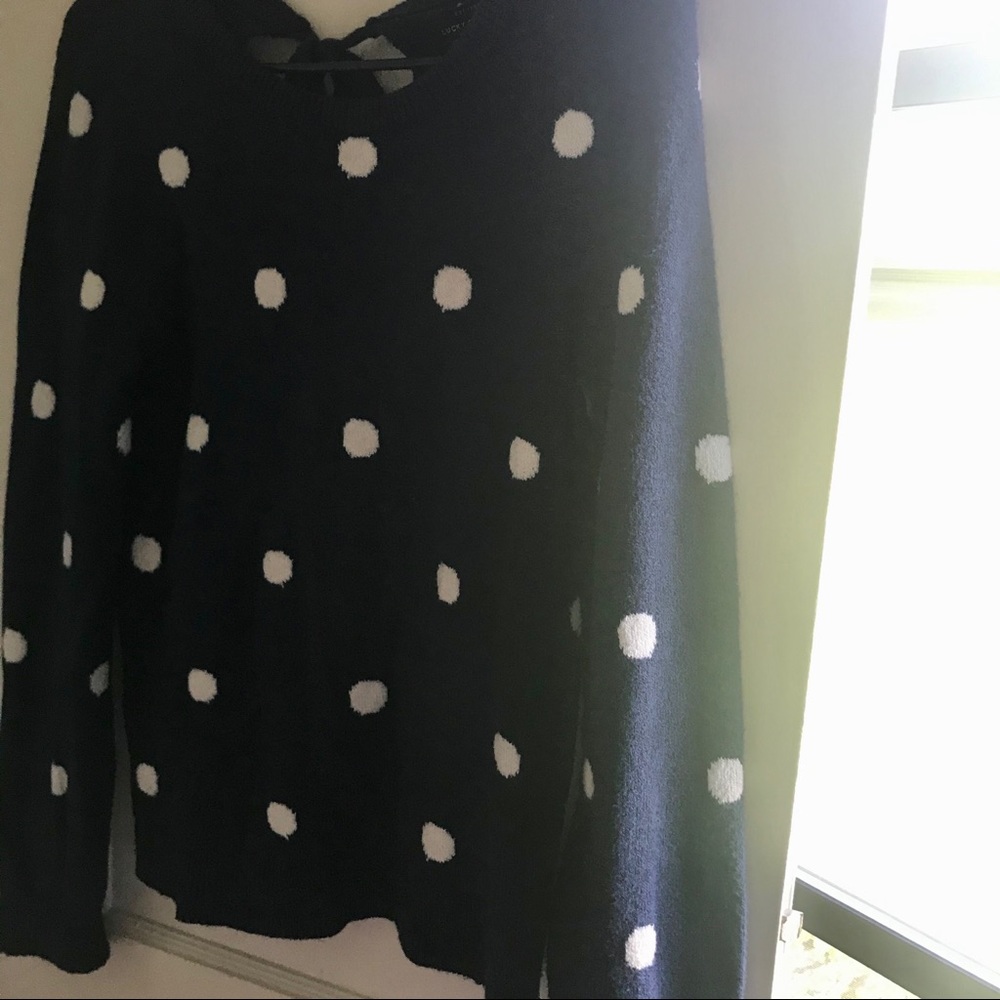 Super CUTE polka dot sweater navy blue/white